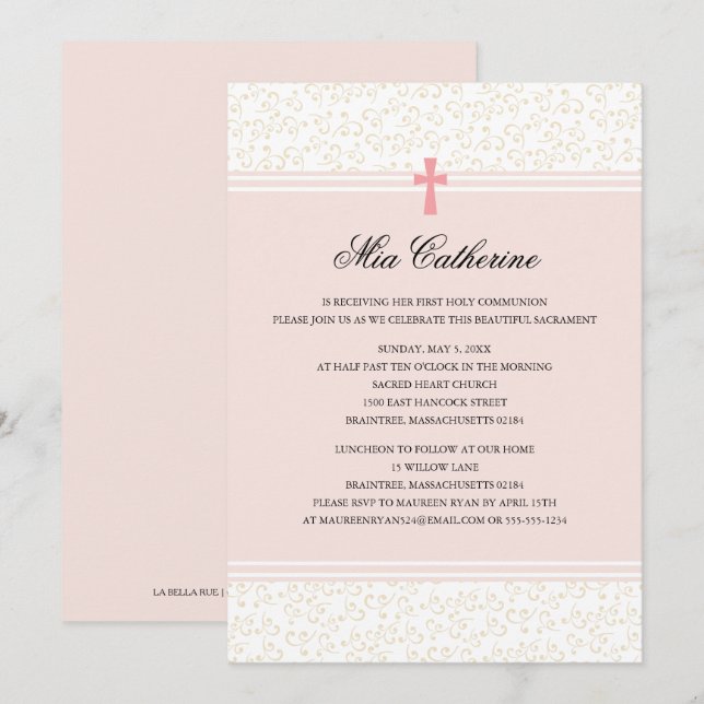 Invitation de la première sainte communion de la C (Devant / Derrière)