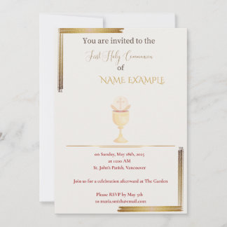 Invitation de la première sainte communion d'or mo