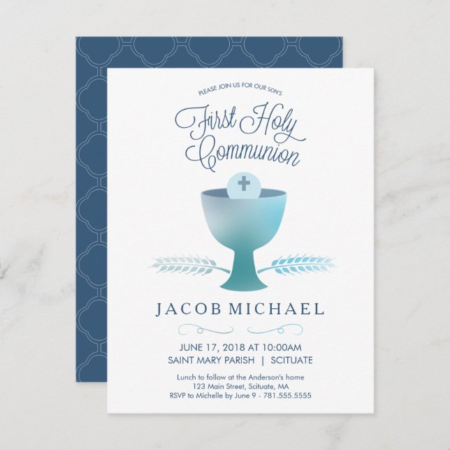 Invitation de la première sainte communion Invitat (Devant / Derrière)