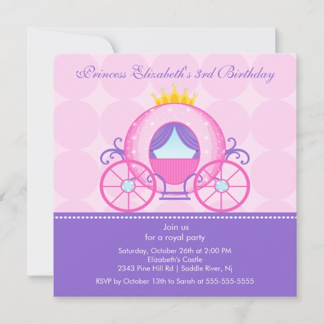 Invitation de la Princess Birthday Party (Devant)