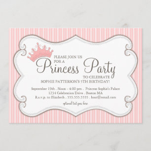 Invitation de la princesse Anniversaire Pink Crown