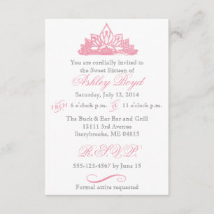 Invitation de la princesse rose Sweet sixteen