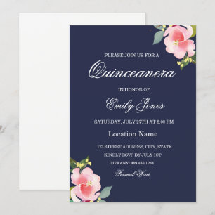 Invitation de la Quinceanera bleue de la marine à 