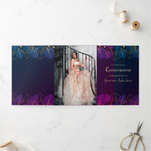 Invitation de la Quinceanera Feuille d'or