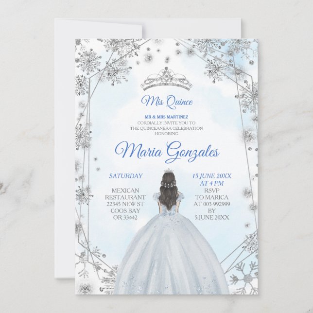 Invitation de la Quinceanera géométrique Silver Bl (Devant)