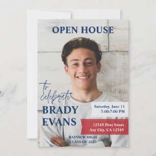 Invitation de la Red and Navy Photo Graduation Par