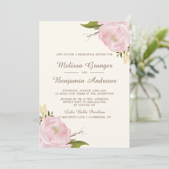 Invitation de la répétition des pivoines roses vin (Debout devant)