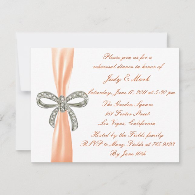 Invitation de la répétition Mariage Orange Diamond (Devant)