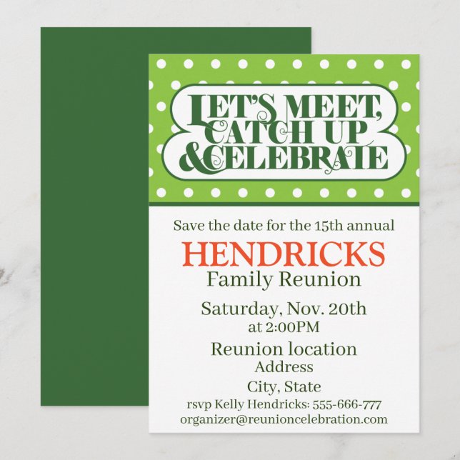 Invitation de la Réunion de famille (Devant / Derrière)