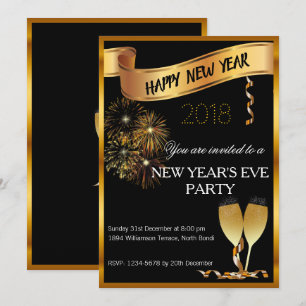 Invitation de la Saint-Sylvestre Noir et Or