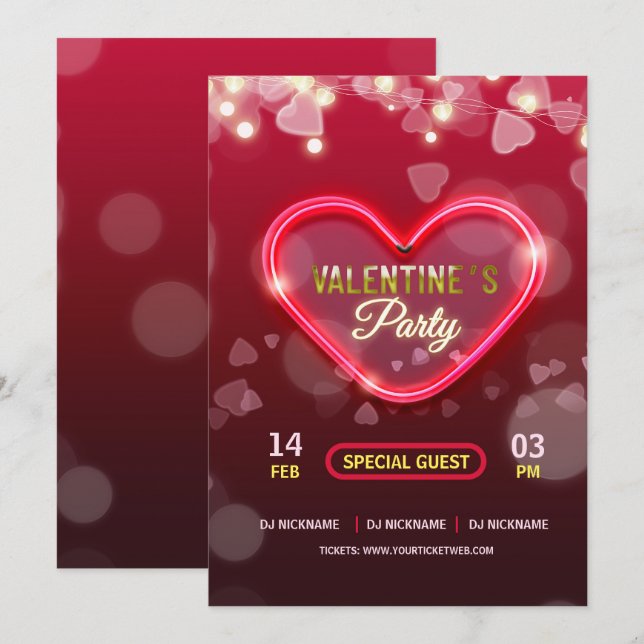 Invitation de la Saint Valentin à la fête des Lumi (Devant / Derrière)