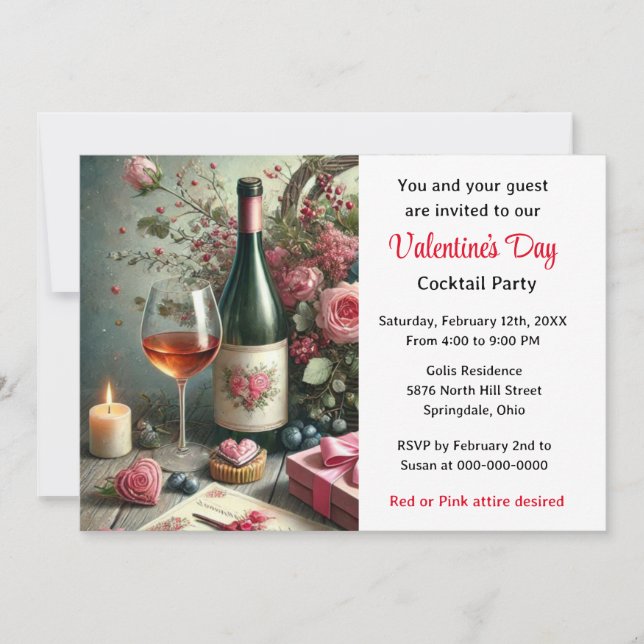 Invitation de la Saint-Valentin Cocktail Party (Devant)