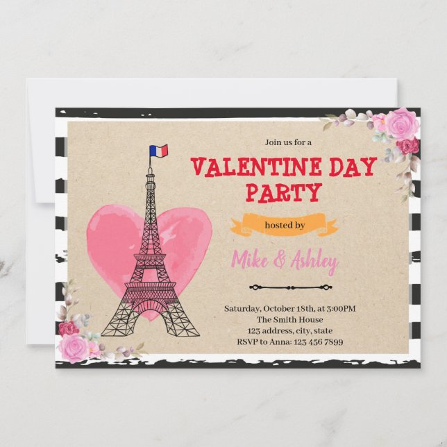 Invitation de la Saint-Valentin Galentine à Paris (Devant)
