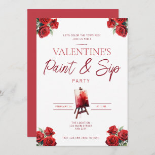 Invitation de la Saint Valentin Paint and Sip Part