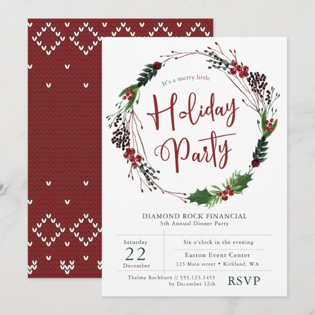 Invitation de la société Holiday party (Devant / Derrière)