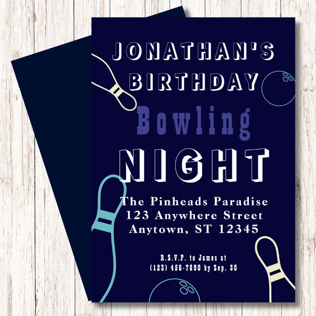 Invitation de la soirée d'anniversaire Bowling Glo (Créateur téléchargé)