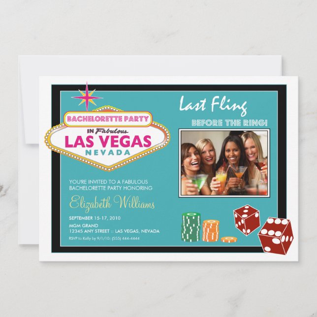 Invitation de la soirée de bachelorette de Vegas W (Devant)