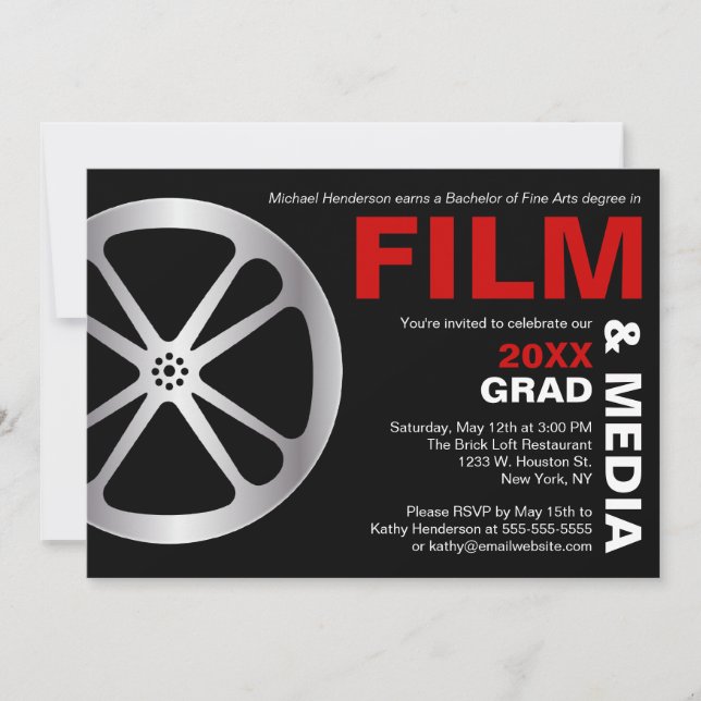Invitation de la soirée de graduation en cinéma et (Devant)