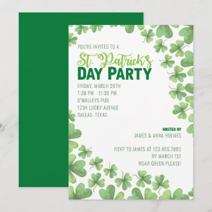 Invitation de la St Patrick's Day Shamrock Party