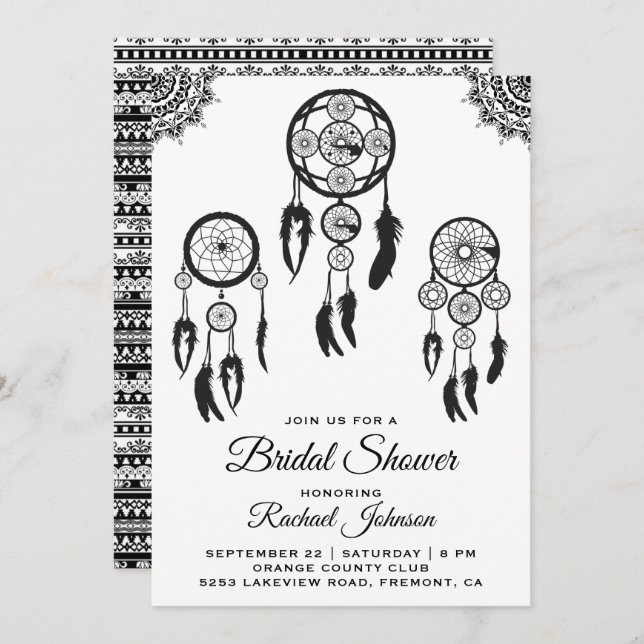 Invitation de la tribale Boho Dream Catcher (Devant / Derrière)