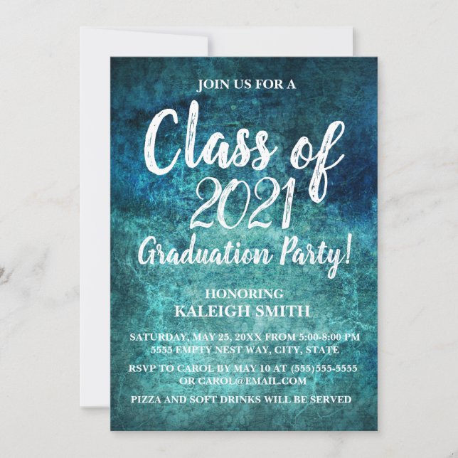 Invitation de la turquoise Navy Blue White Graduat (Devant)