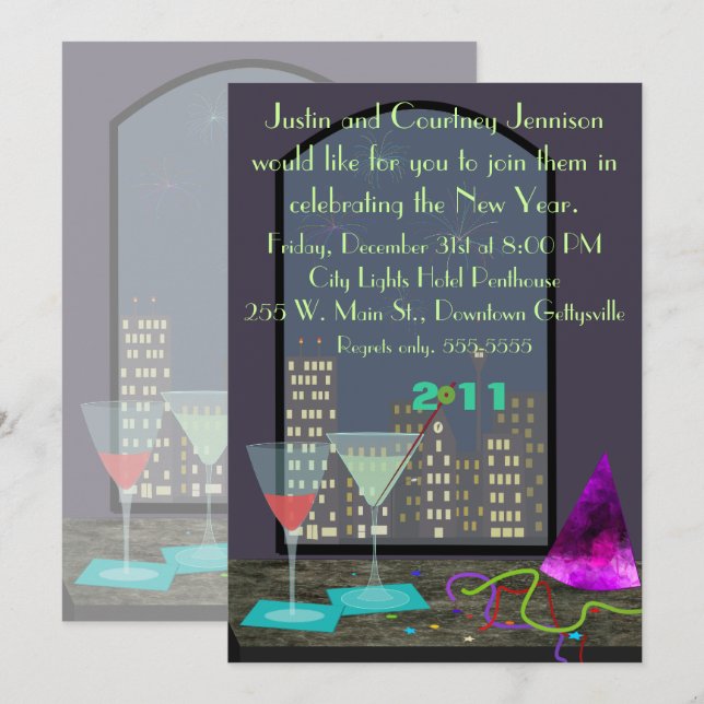 Invitation de la veille du Nouvel An (Devant / Derrière)