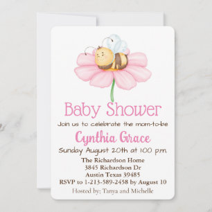 Invitation de l'abeille et du Baby shower de fleur