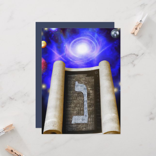 Invitation de l'alphabet hébreu (Devant/Arrière en situation)