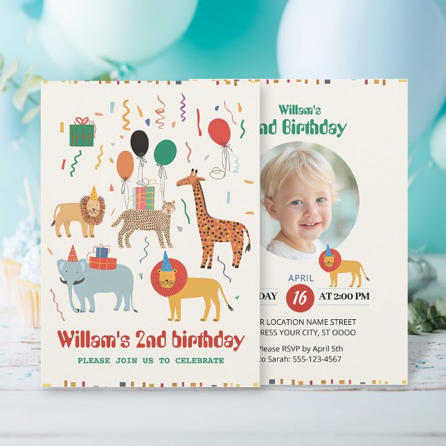 Invitation de l'animal de la jungle 2e anniversair (Créateur téléchargé)
