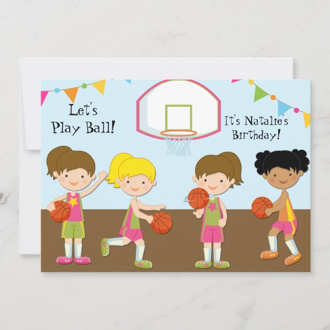 Invitation de l'anniversaire 5x7 de basket-ball de (Devant)