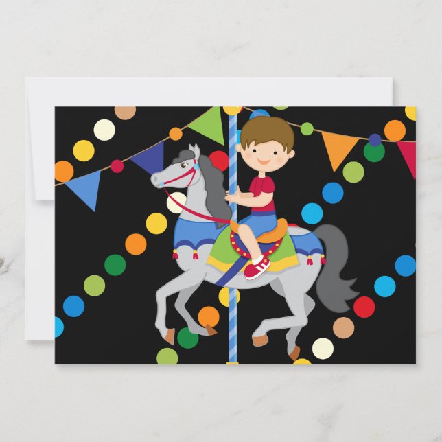 Invitation de l'anniversaire 5x7 de carrousel de (Devant)