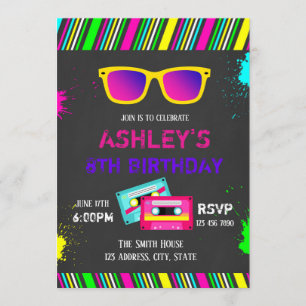 invitation de l'anniversaire 80s