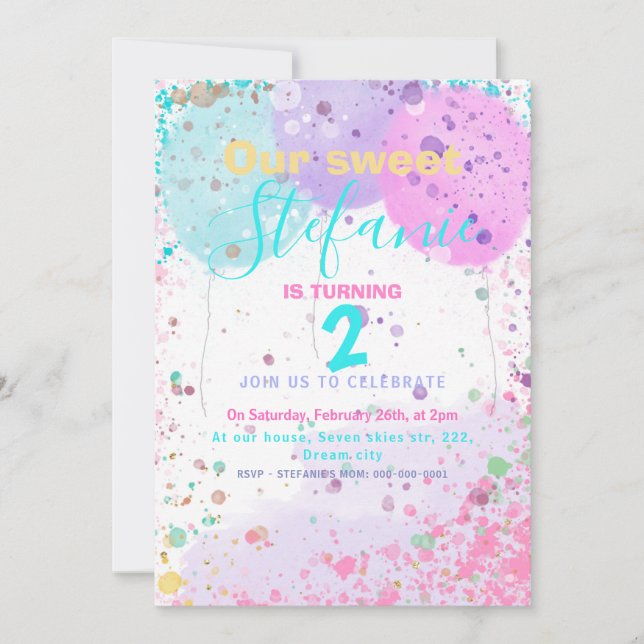 Invitation de l'anniversaire de enfant de ballons  (Devant)