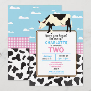 Invitation de l'anniversaire de la vache Deux 2e I