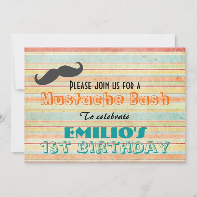 Invitation de l'anniversaire de Mustache Bash (Devant)