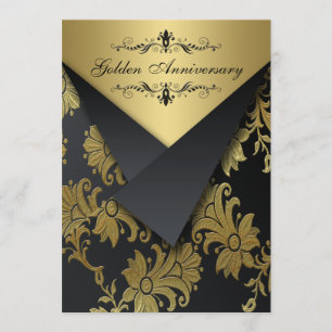 INVITATION de l'anniversaire d'or de FAUX Flaps