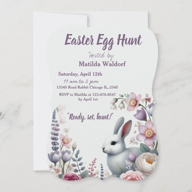 Invitation de lapin de chasse aux œufs de Pâques (Devant)