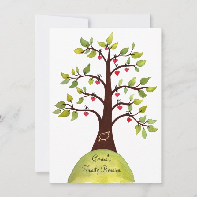 Invitation de l'arbre cardiaque de l'aquarelle de  (Devant)