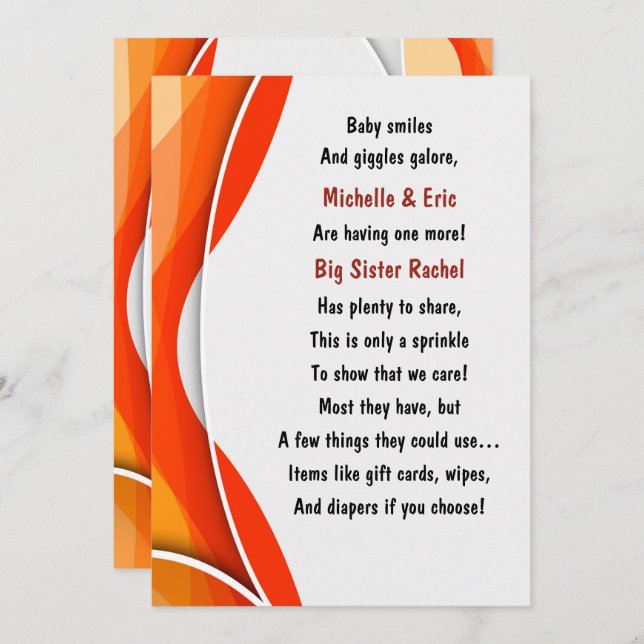 Invitation de l'aspersion de bébé (Devant / Derrière)