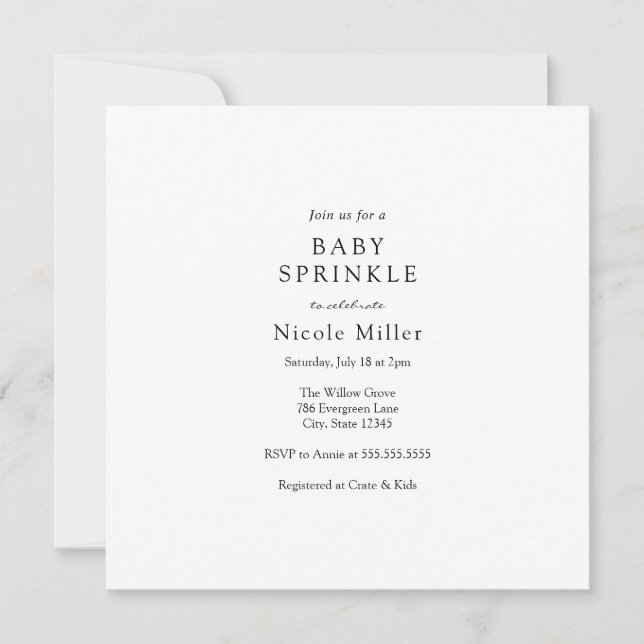 Invitation de l'aspersion de bébé (Devant)