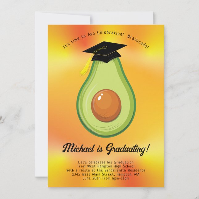 Invitation de l'Avocado Graduo Party Fiesta (Devant)