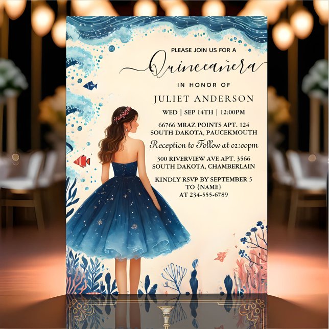 Invitation De L'Eau La Vie Du Poisson Sous La Quinceanera (Créateur téléchargé)