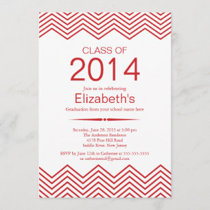 Invitation de l'Elegant Red Chevron Graduation Par