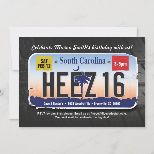 Invitation de licence Boy's 16th Birthday South Ca (Devant)