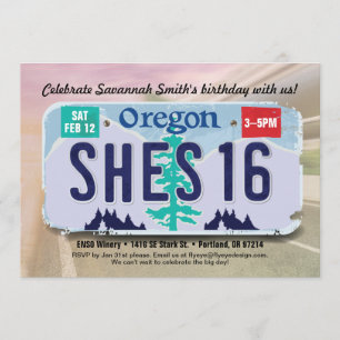 Invitation de licence Oregon pour 16e anniversaire