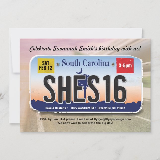Invitation de licence pour la Caroline du Sud pour (Devant)