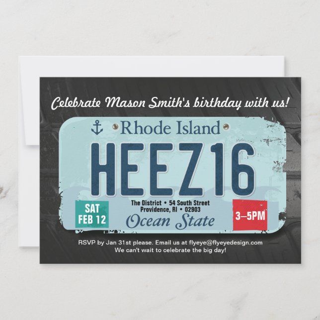 Invitation de licence RI Boy's 16th Birthday (Devant)