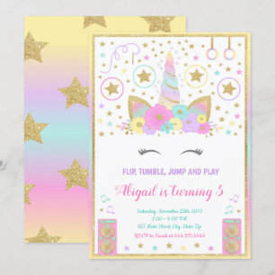 Invitation de licorne de gymnastique, licorne