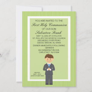 Invitation de Lime Green Cute First Communion Boy 