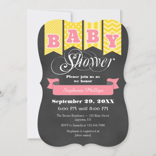 Invitation de l'indicateur Baby shower du tableau  (Devant)